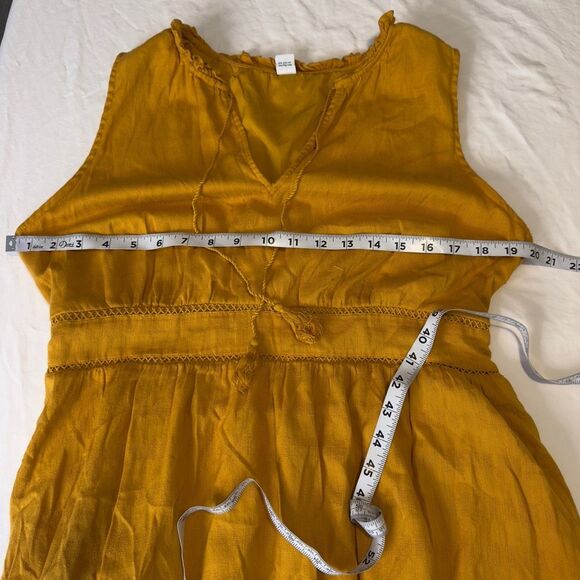 Old Navy Waist Defined Ruffle Tie Neck Midi Dress Sunflower Gold Womens Large - Picture 7 of 9